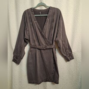 YFB Black Stonewashed Denim Wrap Dress.